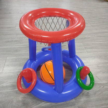 リング付きバスケットスタンド リング3個とボール1個のセット全体
