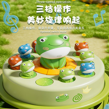 電動ターンテーブル カエルフィッシングゲーム 音楽インタラクティブトイ