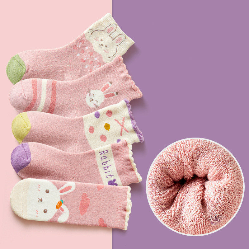 配色スマイル柄ベビーソックスの質感写真
