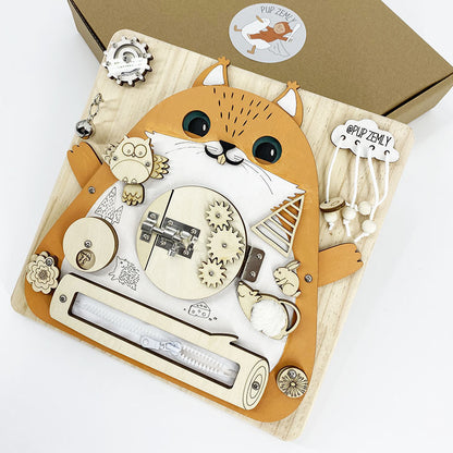 ファスナーと鍵付きの知育ボード詳細
