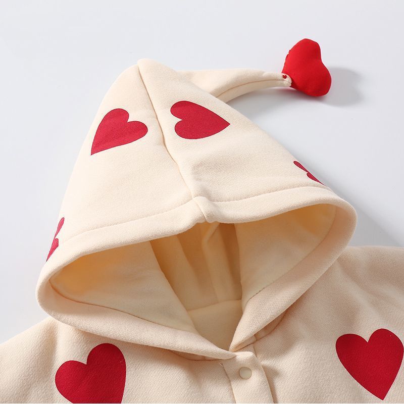 可愛いハートプリントのベビーガールズコート
