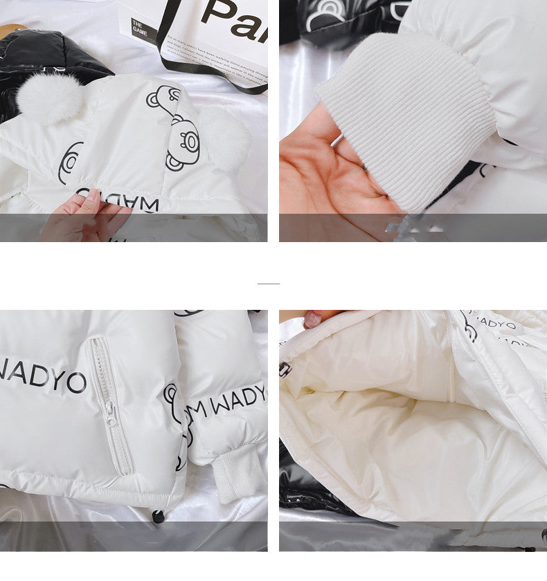 ホワイトカラーの冬用中綿ジャケット
