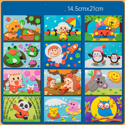 EVA立体3Dステッカー工作キット 陸の動物デザイン 手先トレーニング 工作あそび
