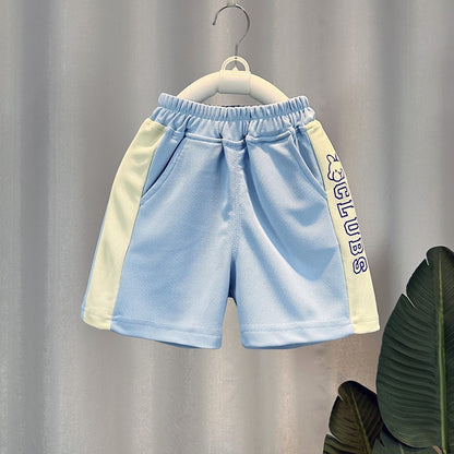 動きやすくてさらり快適 男の子半袖セットアップ うさぎイラスト＆チャイナボタン風 コットン混 90~150cm