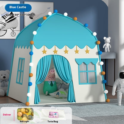 ブルーキャッスル（ライト付き）キッズ室内テント 商品イメージ 正面
