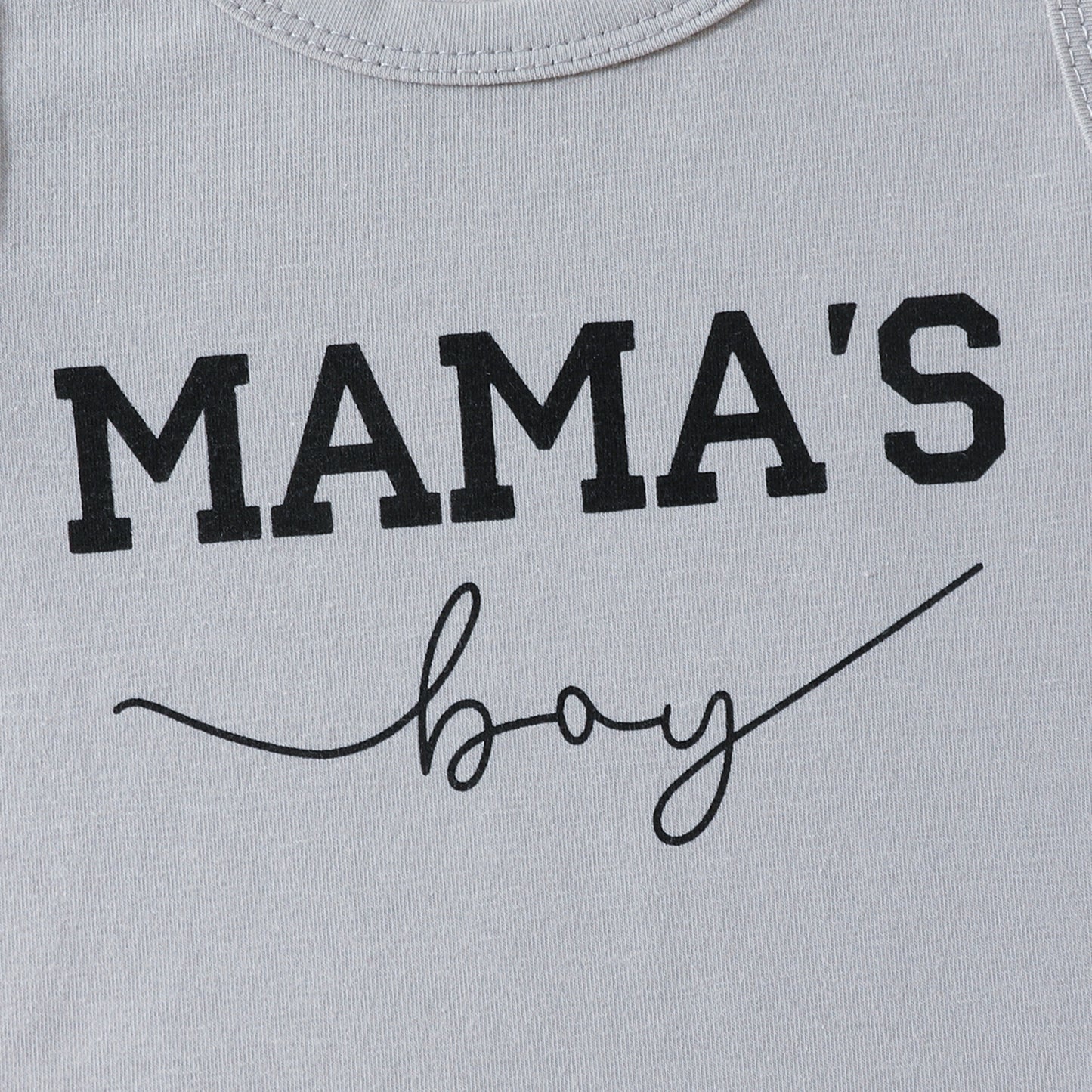 さらりと快適に決まる 男の子上下セット タンクトップ風レタープリントトップス＆チェック柄ショートパンツ ポリエステル 0-6ヶ月〜2-3歳