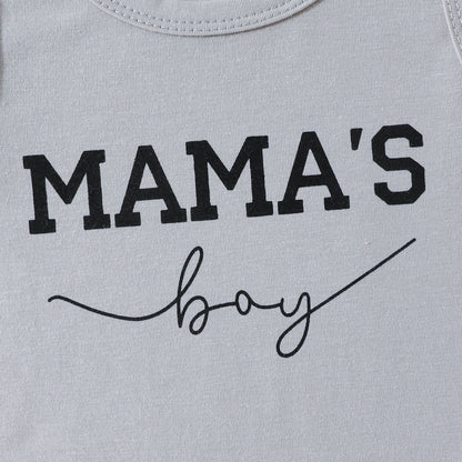 さらりと快適に決まる 男の子上下セット タンクトップ風レタープリントトップス＆チェック柄ショートパンツ ポリエステル 0-6ヶ月〜2-3歳