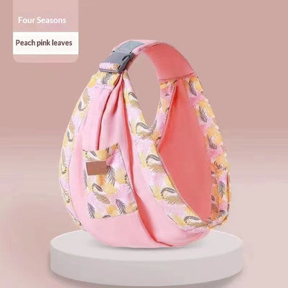 ピンクカラーのリングスリングを立体的に見せた商品カット（リングスリング・抱っこ紐）
