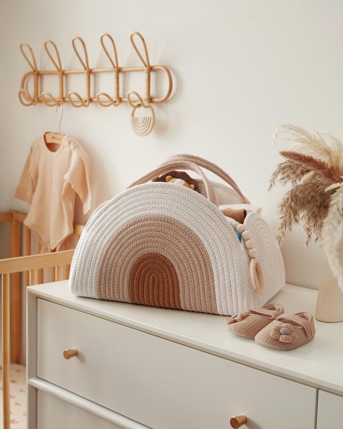 コットンロープ素材のナチュラルバスケット
