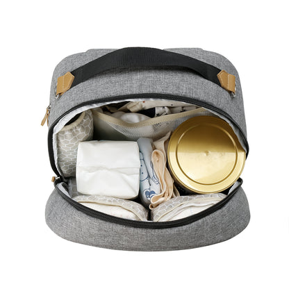 保冷ポケット付きおむつリュック｜ベビーカー取付ストラップ対応 防水オックスフォード 乾湿分離 34×15×44cm