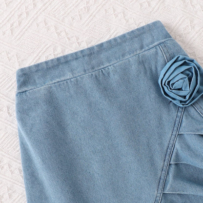 さらっと涼しく上品に華やぐ 女の子ホルターネックタンクトップ＆ショートスカートセット ローズモチーフ コットン素材 4〜7歳