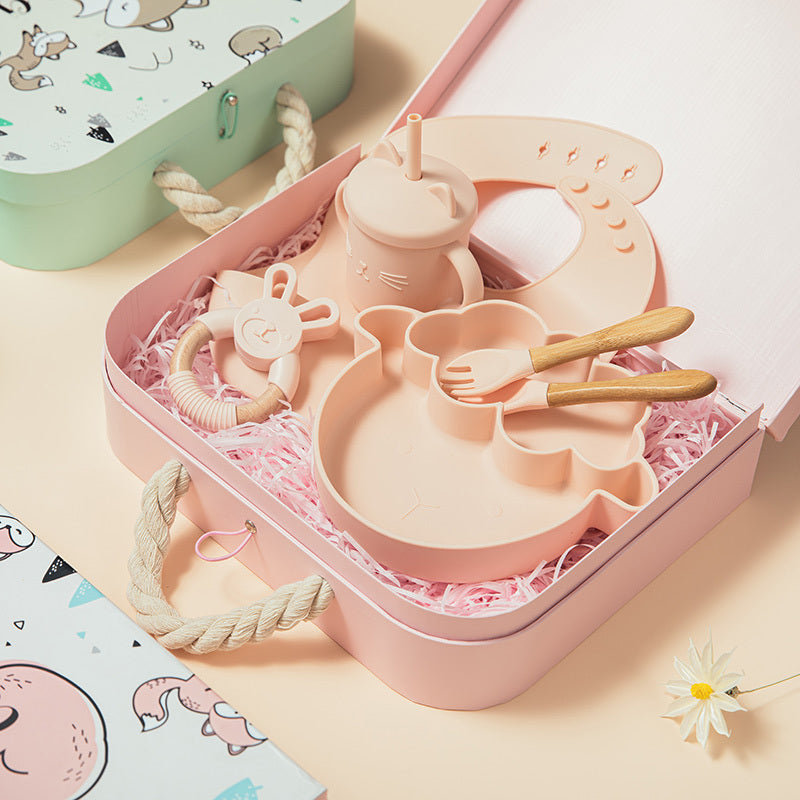 羊デザインのシリコンベビーテーブルウェアセット
