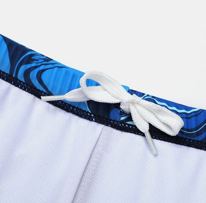 男の子用 半袖ラッシュガード上下セット ブルーグラフィック 110〜155cm セパレート水着