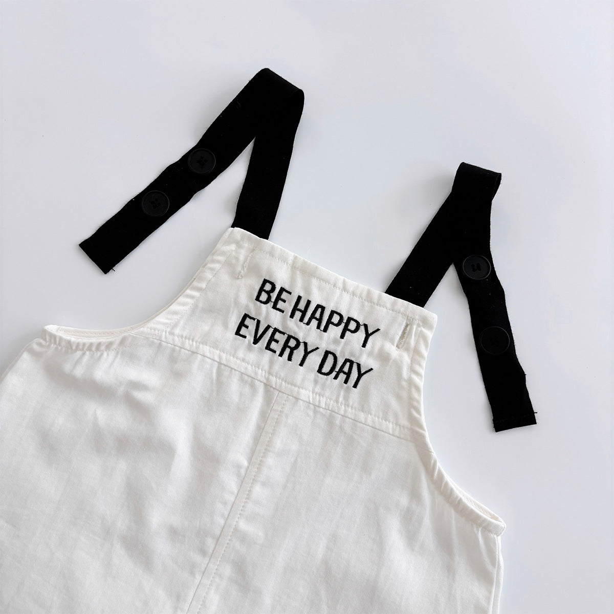 さらっと軽やかに動ける 子どもタンクトップ＆ショートオーバーオールセット ボーダー柄 ロゴ刺繍 コットン 73〜100cm