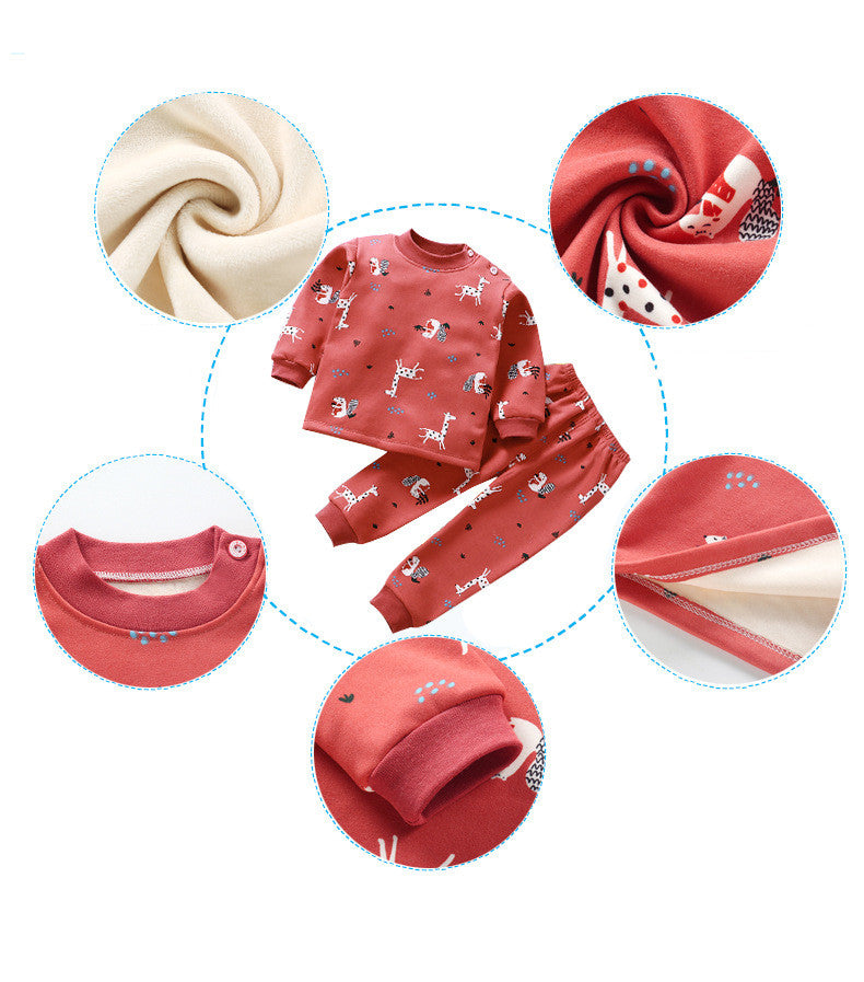 ふわふわ裏起毛で冬もあたたかい 赤ちゃん・子ども用上下セット 動物プリント ポリエステル 80〜100cm Lumisei Prime