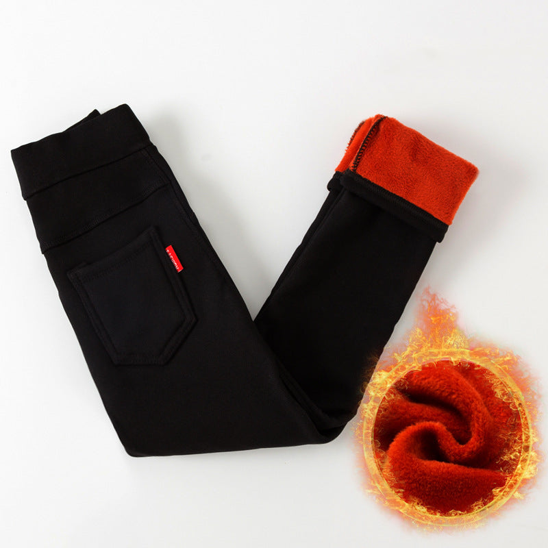 裾まで細身シルエットの子ども用ロングレギンスパンツ側面
