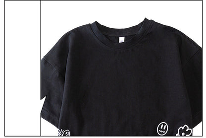 さらっと涼しく動ける 男の子半袖Tシャツ＆ハーフパンツセット ストリート落書きプリント モダール 110~160cm