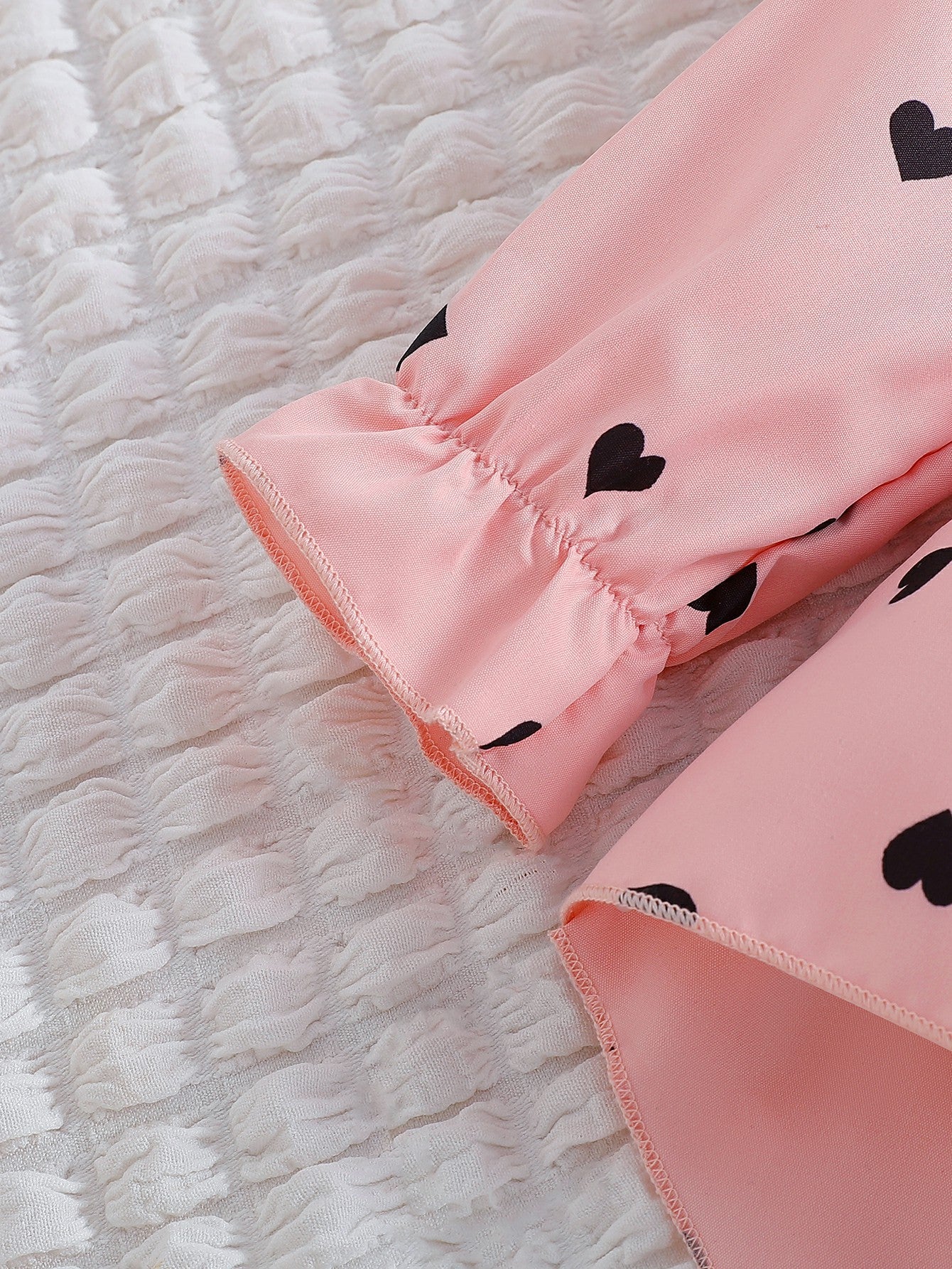 きちんと可愛いが一枚で完成する 女の子ロングシャツ×レギンス セット ハート柄フリル リボンベルト付き ポリエステル 100~130cm