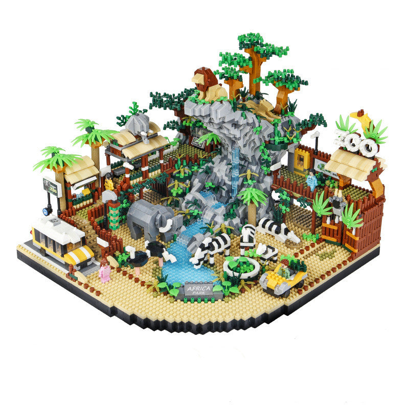 ズー・デザートパーク ダイヤブロック完成写真 斜め俯瞰 白背景
