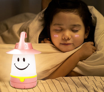 子ども部屋の就寝前 スマイルLEDランタン ピンク ナイトライト
