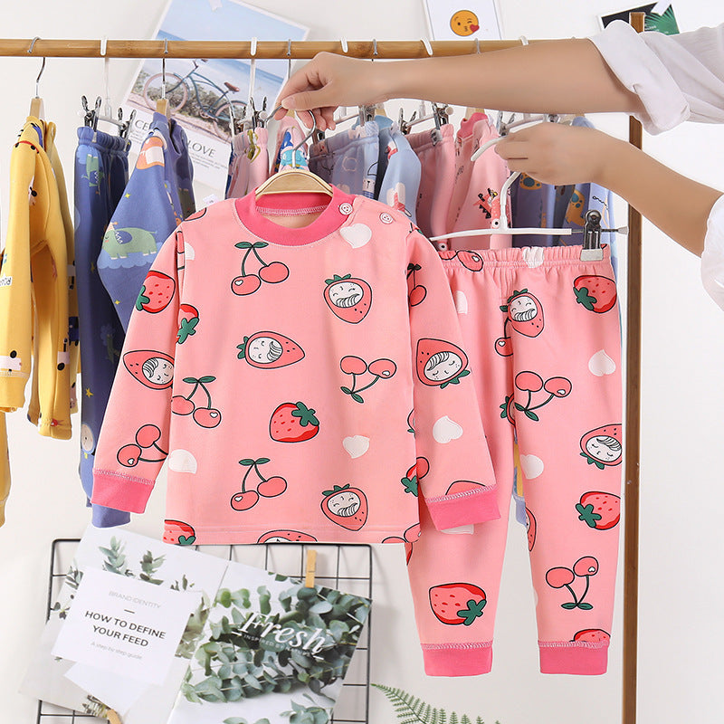 キッズ裏起毛コットン上下セット 長袖トップス＆ロングパンツ 極暖・ふんわり厚手 100–130cm | Children Plus-Velvet Cotton Warm Clothing Set Long Trousers 100–130cm Lumisei Prime