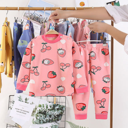 キッズ裏起毛コットン上下セット 長袖トップス＆ロングパンツ 極暖・ふんわり厚手 100–130cm | Children Plus-Velvet Cotton Warm Clothing Set Long Trousers 100–130cm Lumisei Prime