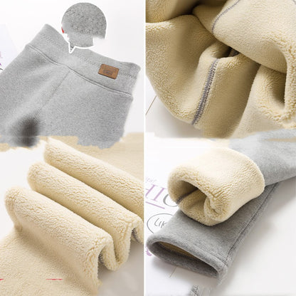 厚手コットン素材のキッズ防寒パンツ前面ディテール
