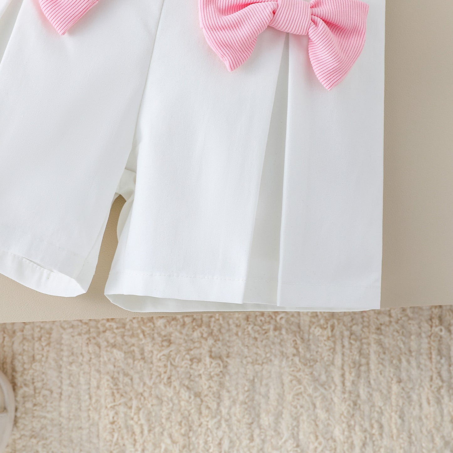 ふんわり立体フラワーで華やぐ 女の子ノースリーブキャミソールトップス×ショートパンツ 2点セット ポリエステルスパンデックス 18〜24ヶ月〜6歳