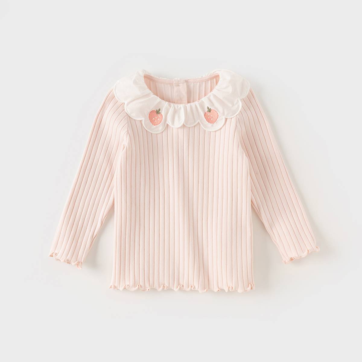 ライトピンクレース襟ベビートップス前面
