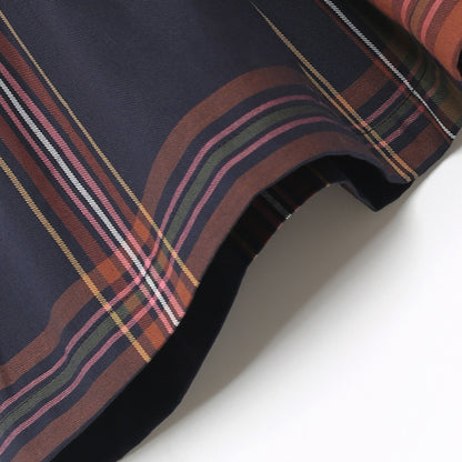 通気性のよいレトロチェックが上品な 女の子プリンセスワンピース ダークブルー コットン 80~120cm