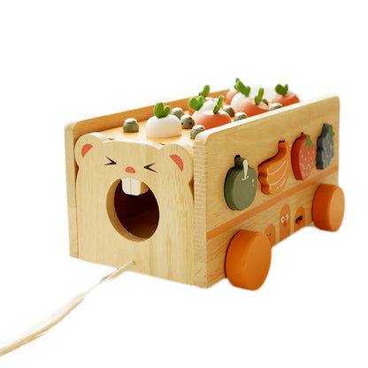 ひも付きの木製フィーディングトロリー本体を斜めから写した単体商品写真
