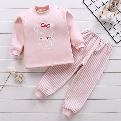 ふわふわ裏起毛で冬もあたたかい 赤ちゃん・子ども用上下セット 動物プリント ポリエステル 80〜100cm Lumisei Prime