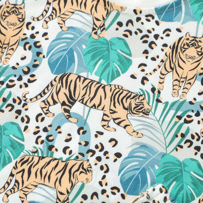 さらり快適なジャングルタイガー柄 子ども半袖Tシャツ＆ショートパンツ上下セット コットン 70~110cm