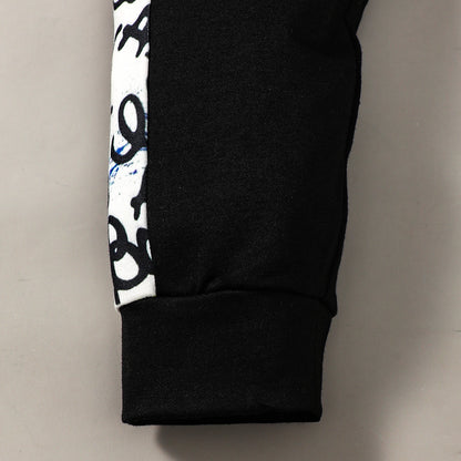 ストリート映えグラフィティが主役の 男の子長袖トレーナー＆ロングパンツ上下セット プリントデザイン ポリエステル混 4~7歳