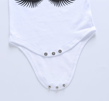 おしゃれに映えて夏の気分が上がる 女の子半袖ロンパース＆ボーダーショートパンツ＆ターバン3点セット コットン ホワイト 70~110cm