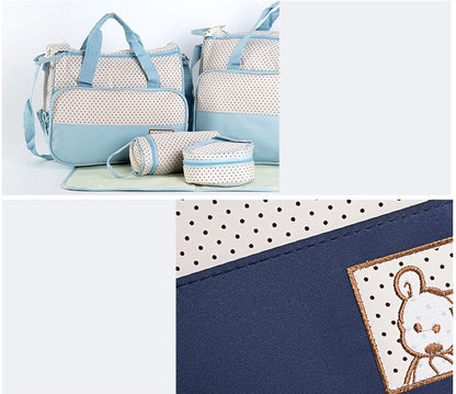 ママバッグに最適｜防水オックスフォード 大容量マザーズバッグ5点セット（ショルダー対応）