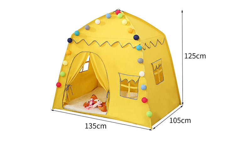 ハウス型キッズテント イエロー サイズ寸法イメージ付き 図解
