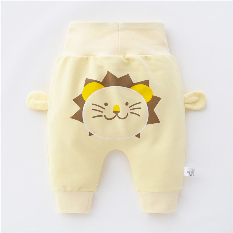 ベージュのベビーハイウエストサルエルパンツ前面
