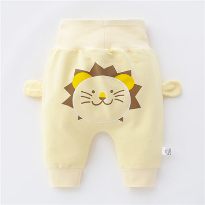 ベージュのベビーハイウエストサルエルパンツ前面
