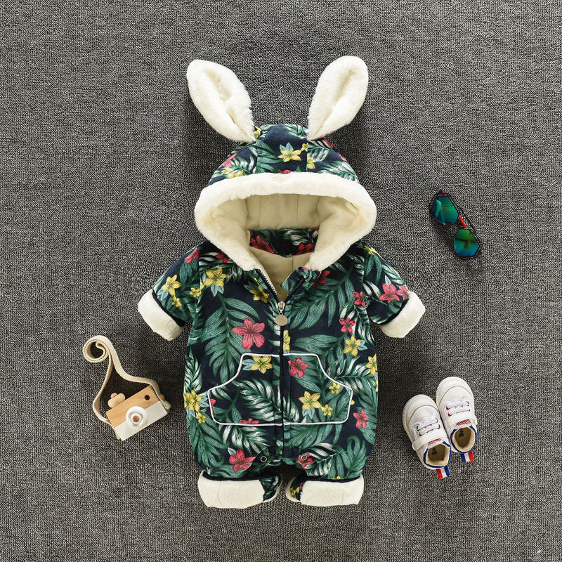 ネイビーブルー冬用ロンパース全体
