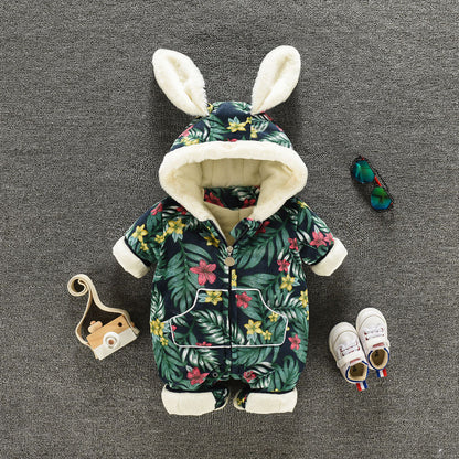 ネイビーブルー冬用ロンパース全体
