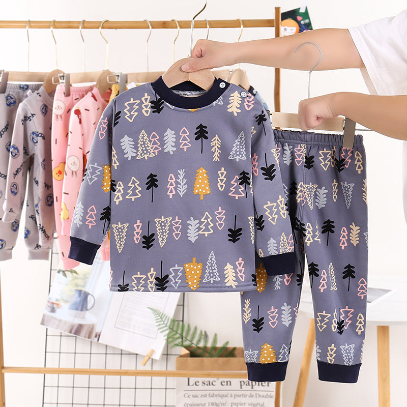 キッズ裏起毛コットン上下セット 長袖トップス＆ロングパンツ 極暖・ふんわり厚手 100–130cm | Children Plus-Velvet Cotton Warm Clothing Set Long Trousers 100–130cm Lumisei Prime