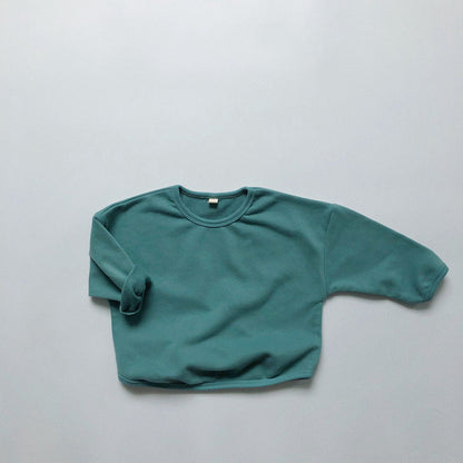 やわらかニットでさらっと快適 子ども長袖トレーナー 無地カラートップス コットンニット 80–130cm Lumisei Prime