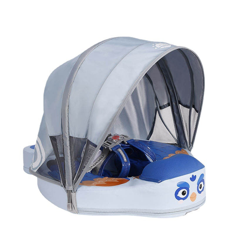 インフレータブル不要 ベビー脇下スイムリング シェード付き2WAYベビーブイ 防水仕様 ブルー・ピンク