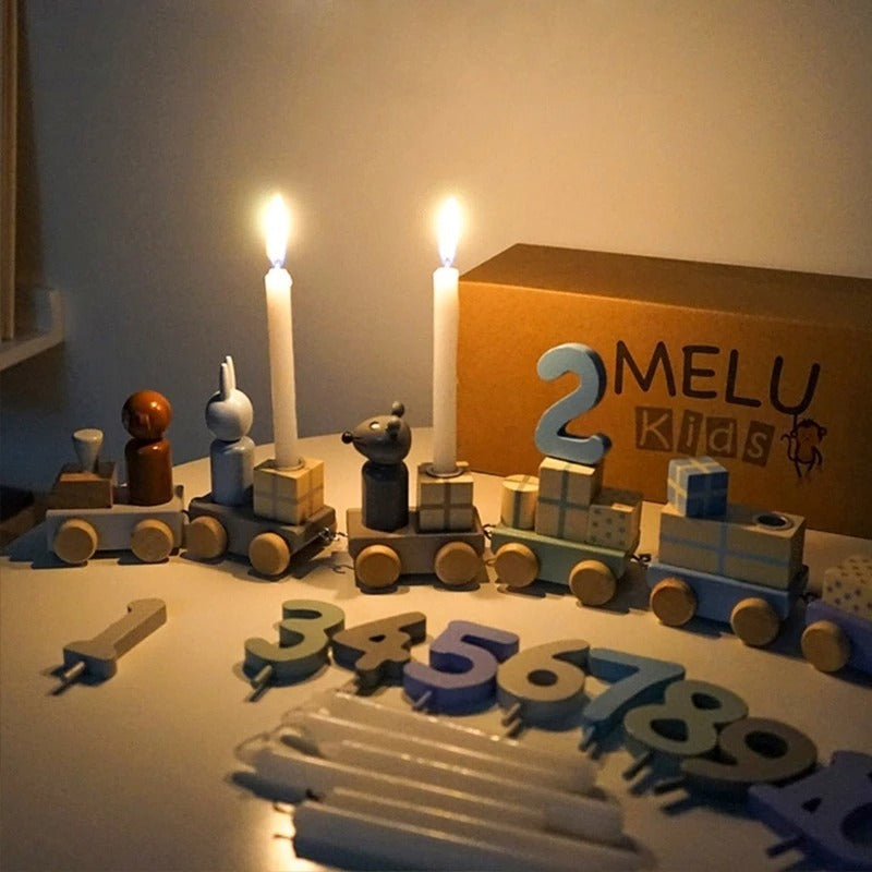 木製車輪と連結部分のクローズアップ
