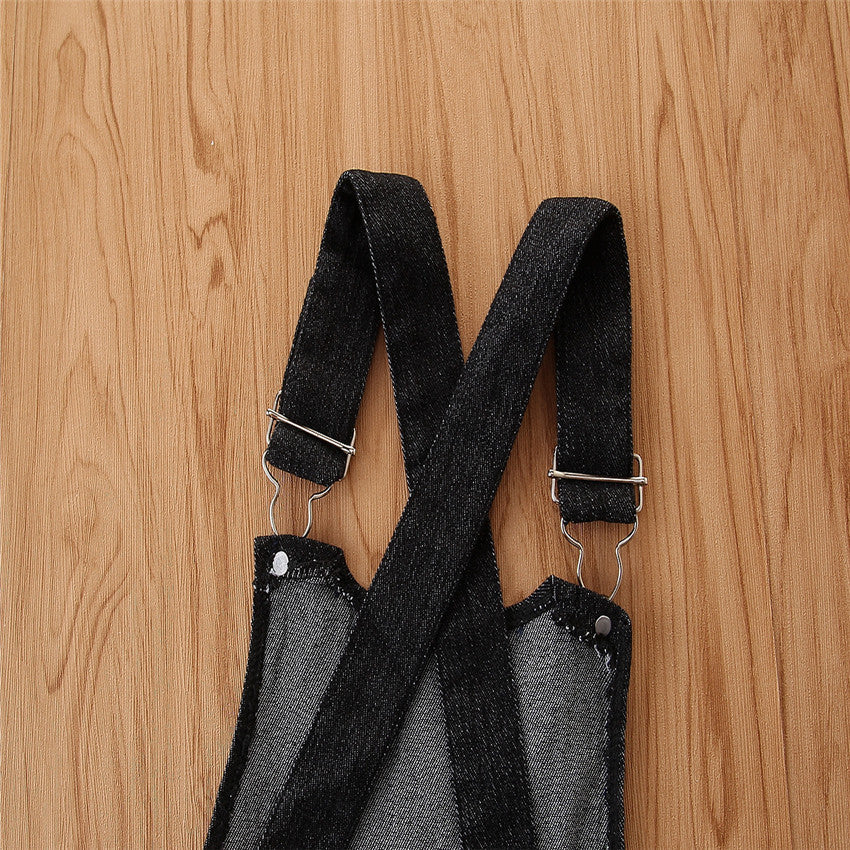 涼しく上品にきまる 女の子パフスリーブTシャツ×デニム風ジャンパースカート スカートセット コットン 80~120cm