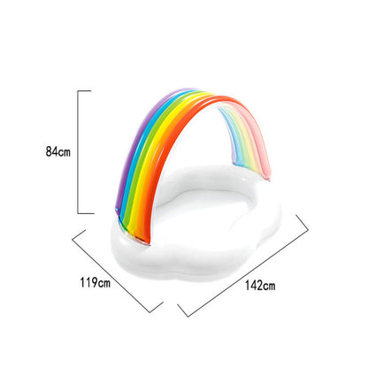 屋根付きレインボー インフレータブル ベビービニールプール｜3歳未満向け・PVC素材・142 x 119 x 84cm 家庭用水あそび