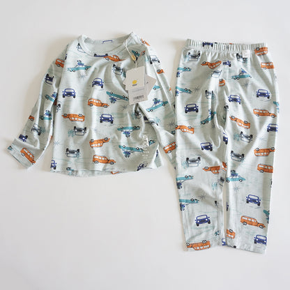 冷房の冷え対策にちょうどいい 男の子長袖パジャマ上下セット 車柄・恐竜柄 90~160cm