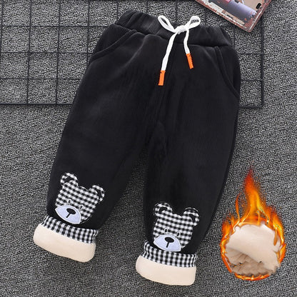 柔らかい裏起毛素材の幼児用冬ズボン
