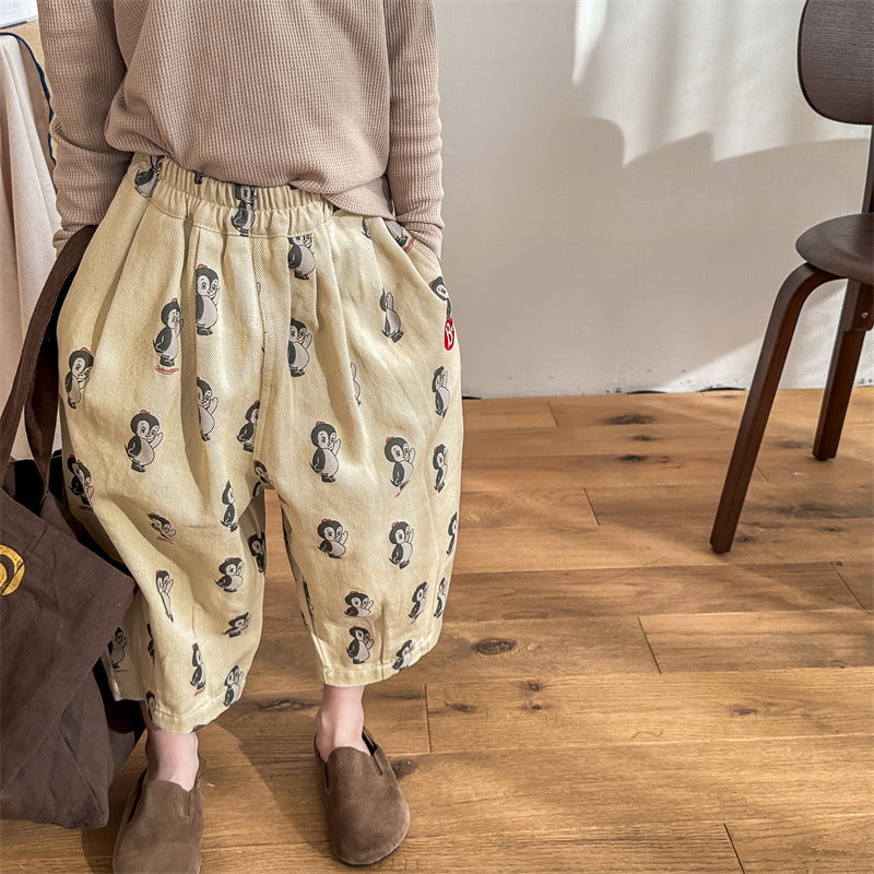 アニマル柄コットンハーレムパンツ正面画像
